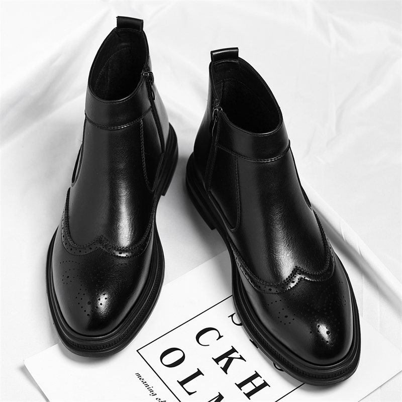 Men'S Formal Style - รองเท้าบูทหุ้มข้อสูงสำหรับผู้ชาย สไตล์ธุรกิจ พื้นหนา ใส่สบาย ระบายอากาศได้ดี เหมาะสำหรับชุดทำงานในฤดูใบไม้ร่วงและฤดูหนาว