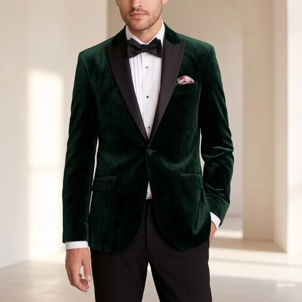 Men'S Formal Wear For Reception - ชุดสูทกำมะหยี่สำหรับผู้ชายทรงเข้ารูป 1 ชิ้น เสื้อเบลเซอร์ ชุดสูทงานแต่งงาน ตัดเย็บแบบมิกซ์แอนด์แมทช์