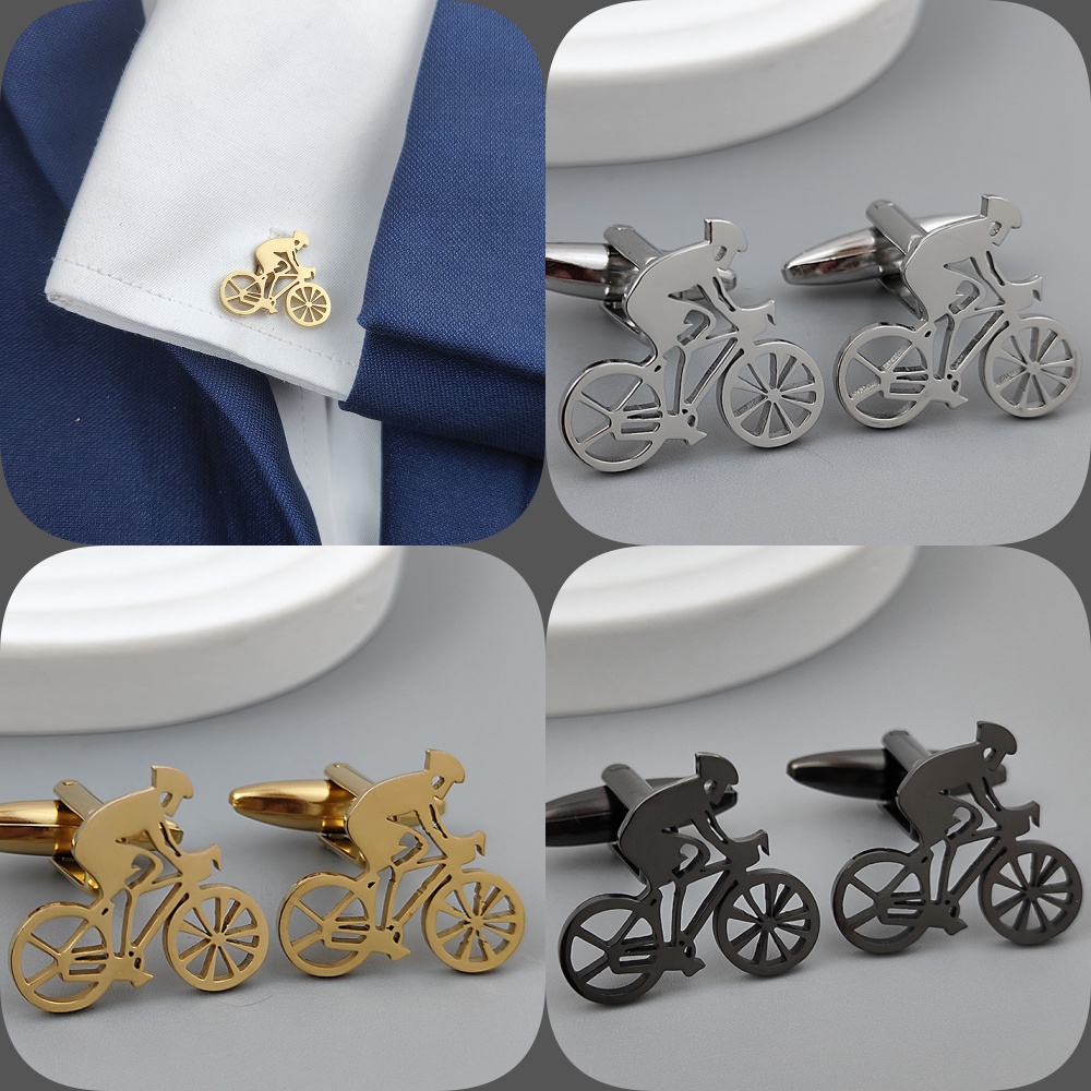 Men'S Formal Wear Ties - กระดุมข้อมือชุบทองสำหรับนักแข่งจักรยานปลอกสแตนเลสสีดำอุปกรณ์เสริมกระดุมเสื้อเชิ้ตผู้ชายชุดทางการสำหรับนักธุรกิจ