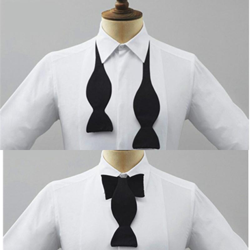 Men'S Formal Wear Ties - โบว์ไทผูกสำเร็จรูปสำหรับผู้ชาย ปรับได้ สีดำ สีขาว สีพื้น เรียบหรู