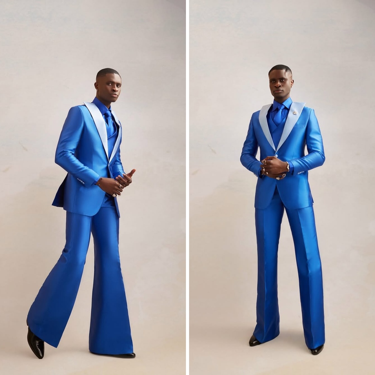 Men Formal Wear Modern - ชุดสูทผู้ชายผ้าซาติน 3 ชิ้น เสื้อสูท+เสื้อกั๊ก+กางเกงขายาว ชุดทักซิโด้สำหรับงานแต่งงาน ชุดสูททางการติดกระดุม