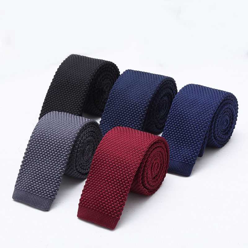 Men'S Formal Wear Ties - เนคไทถักสีดำขาวขนาด 6 ซม. สำหรับผู้ชาย เนคไทถักแฟชั่นสีเทาสีน้ำเงินสำหรับงานทางการ ผ้าพันคอแบบสบายๆ