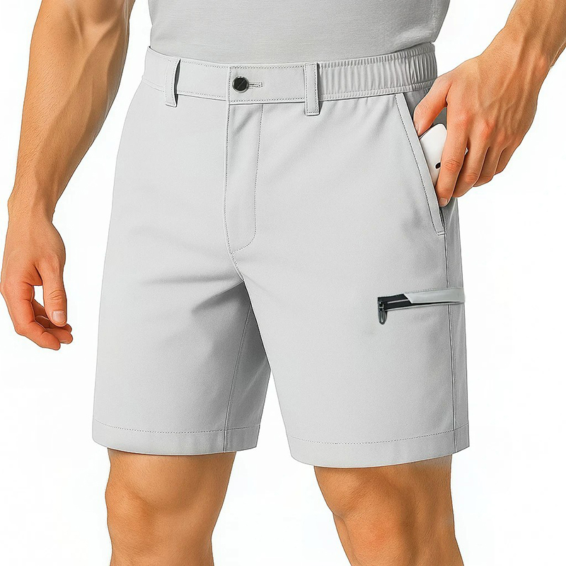 Men Formal Wear For Summer - กางเกงขาสั้นผู้ชายด่วนแห้งสบายๆเบอร์มิวดากางเกงขาสั้นฤดูร้อนผ้าไหมน้ําแข็ง Cooling ธุรกิจ Zipper Fly กางเกงขาสั้นอย่างเป็นทางการผู้ชายทํางานสํานักงาน