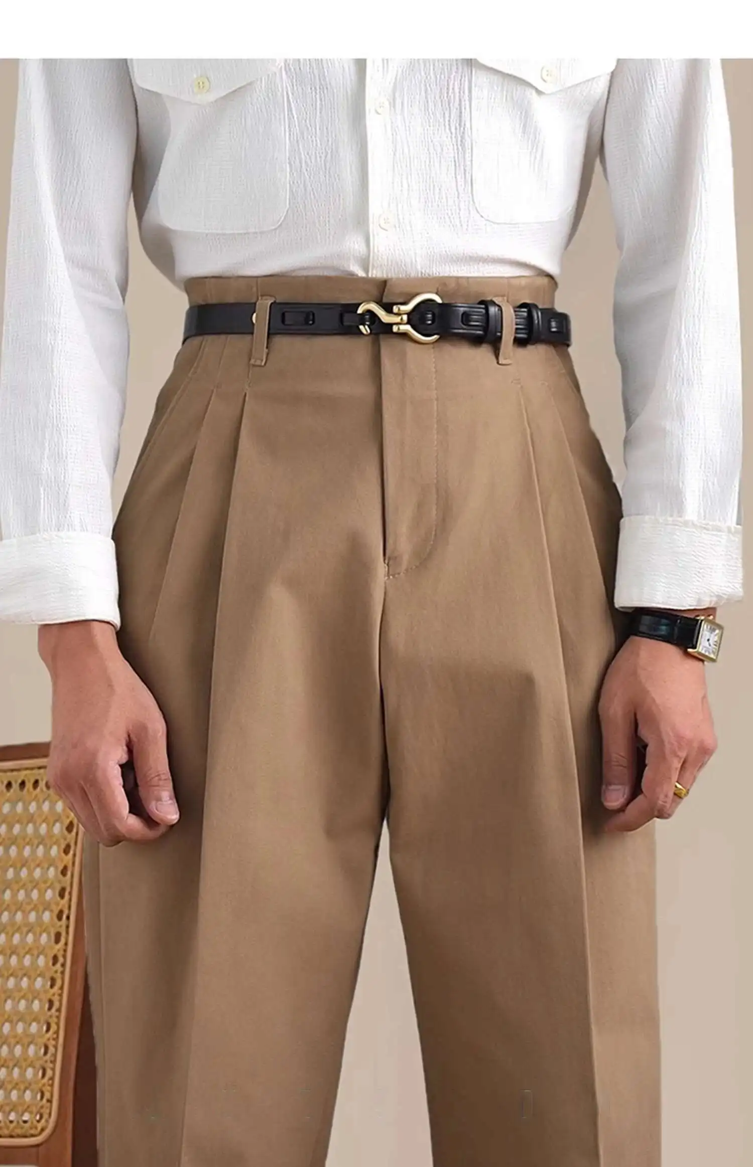 Men'S Formal Style - ผู้ชายกางเกงผู้ชายอินเทรนด์ผ้าฝ้าย 2025 Mens สังคมยุโรปสไตล์ธุรกิจสบายๆกางเกงสีดําสีขาวกางเกงกางเกงอย่างเป็นทางการ