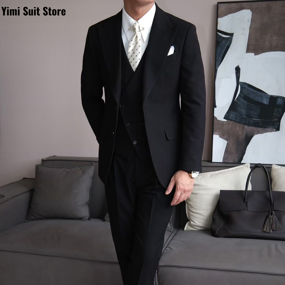 ชุดสูทผู้ชายสีดำคุณภาพสูง 3 ชิ - Men Formal Wear Modern บทวิจารณ์และราคา