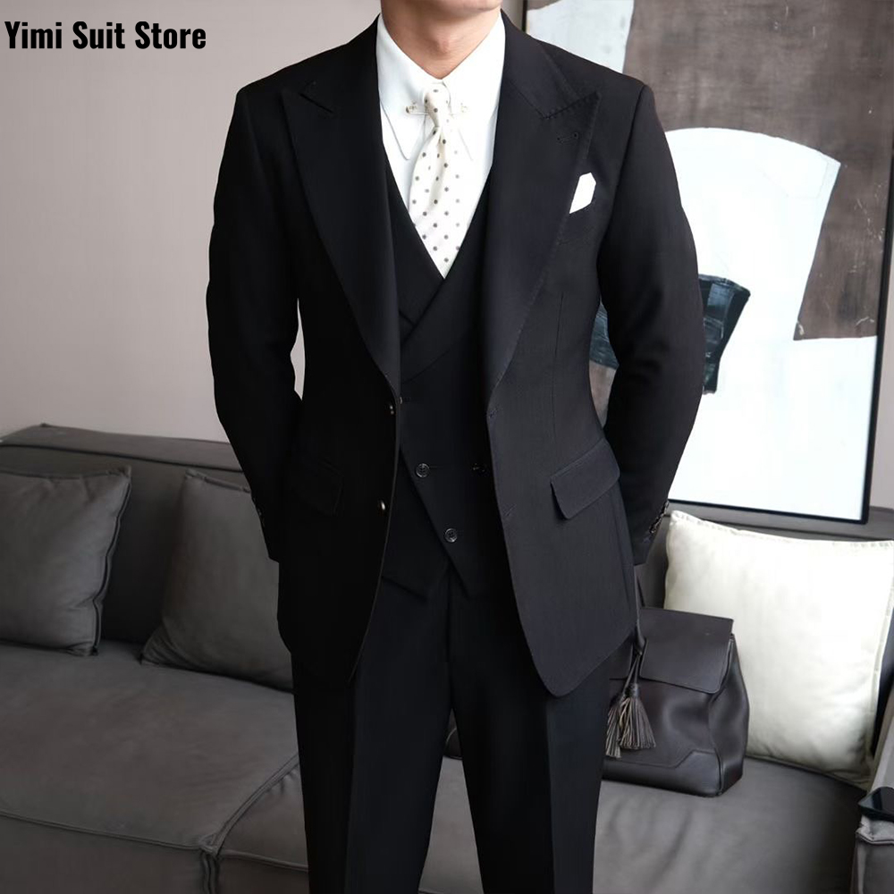 ชุดสูทผู้ชายสีดำคุณภาพสูง 3 ชิ - Men Formal Wear Modern บทวิจารณ์และราคา