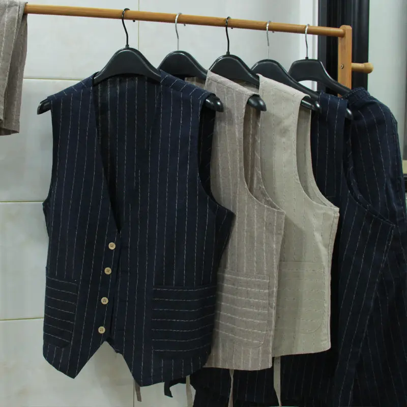 เสื้อกั๊กผ้าลินินสไตล์ลำลองแบบ - Men Formal Wear For Summer บทวิจารณ์และราคา