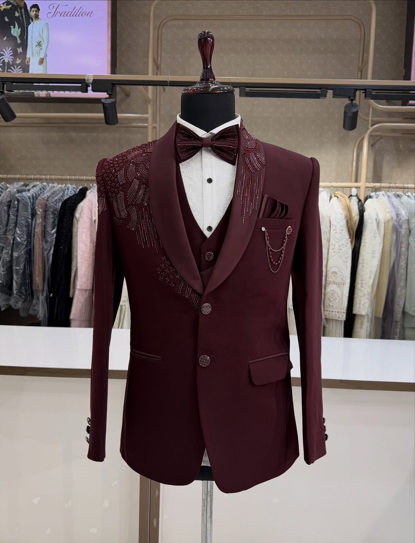ชุดทักซิโด้เจ้าบ่าว 3 ชิ้น ประ - Men Formal Wear Modern บทวิจารณ์และราคา