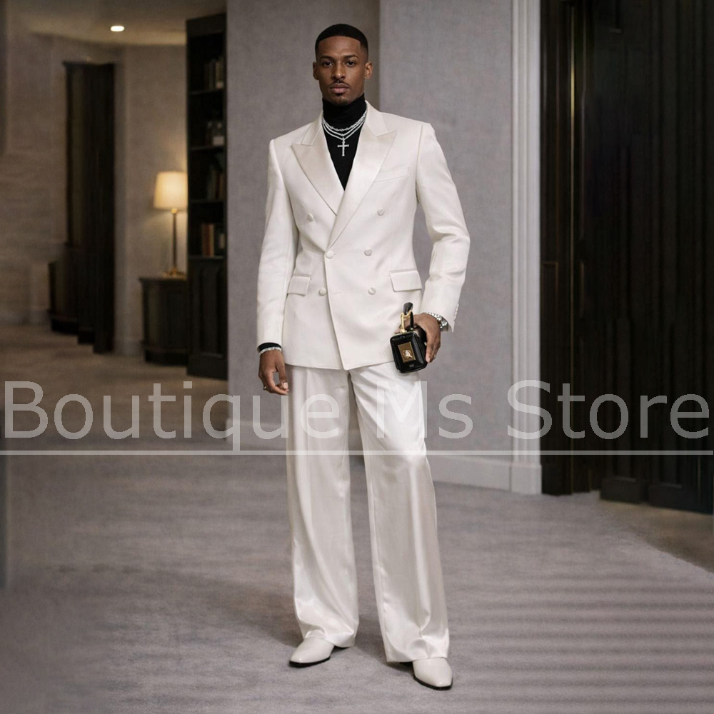 ชุดสูทผู้ชายสีขาวผ้าซาติน 2 ชิ - Men Formal Wear Modern บทวิจารณ์และราคา