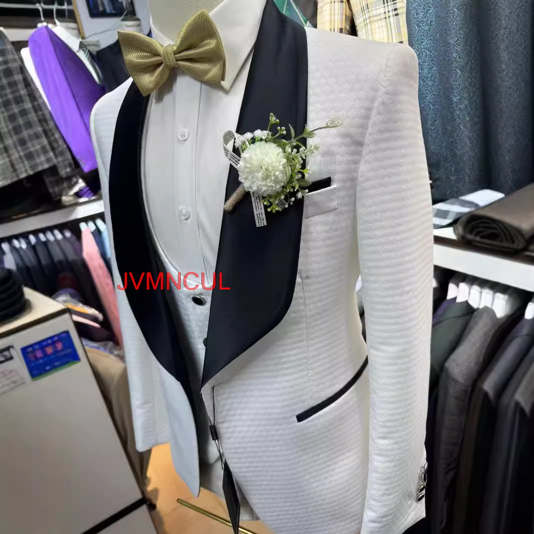 ชุดสูทผู้ชายสีขาวลายแจ็คการ์ด  - Men'S Formal Wear For Reception บทวิจารณ์และราคา